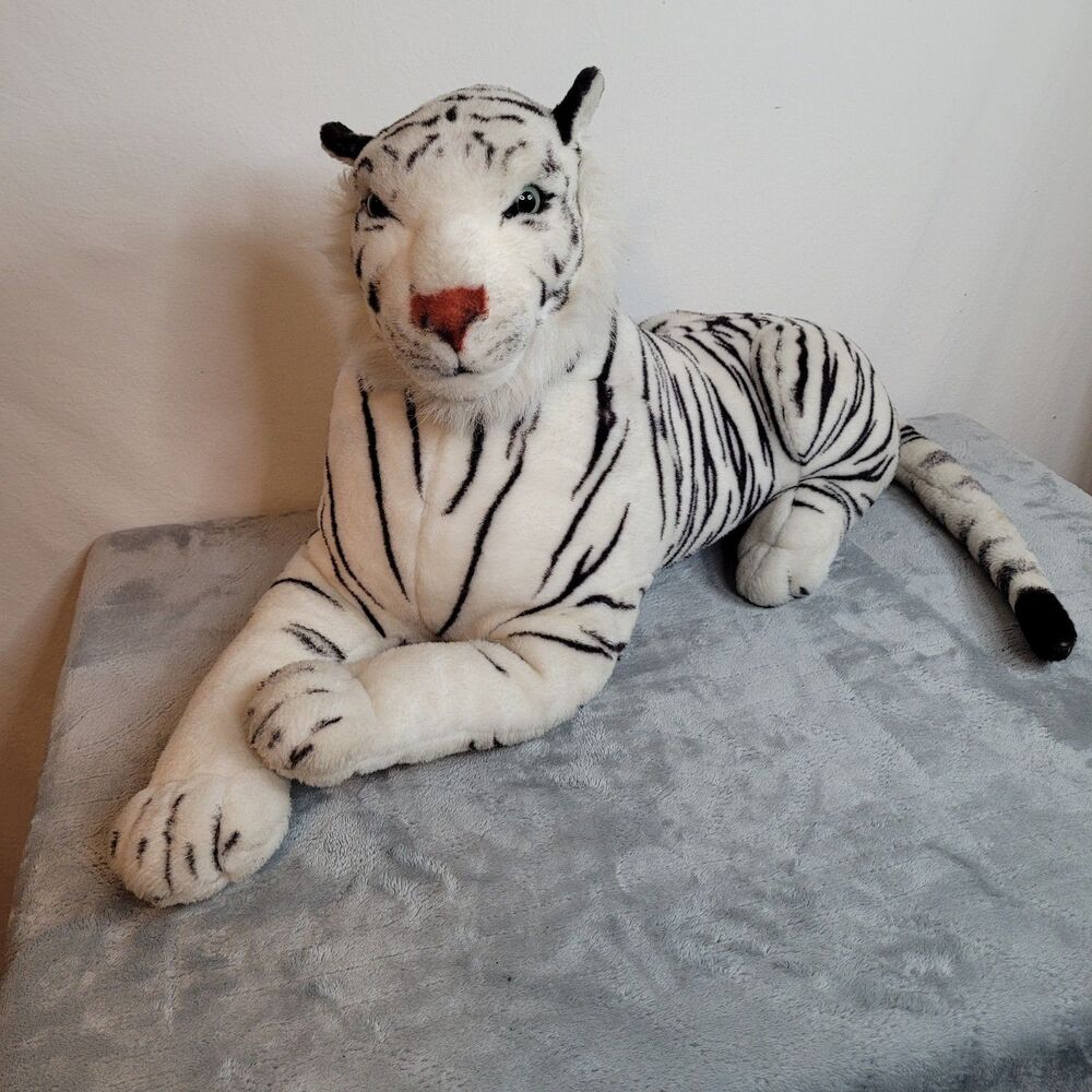 Vintage White Siberian Tiger Blue Eyes Jumbo Plush 36+ inches Stuffed Animal